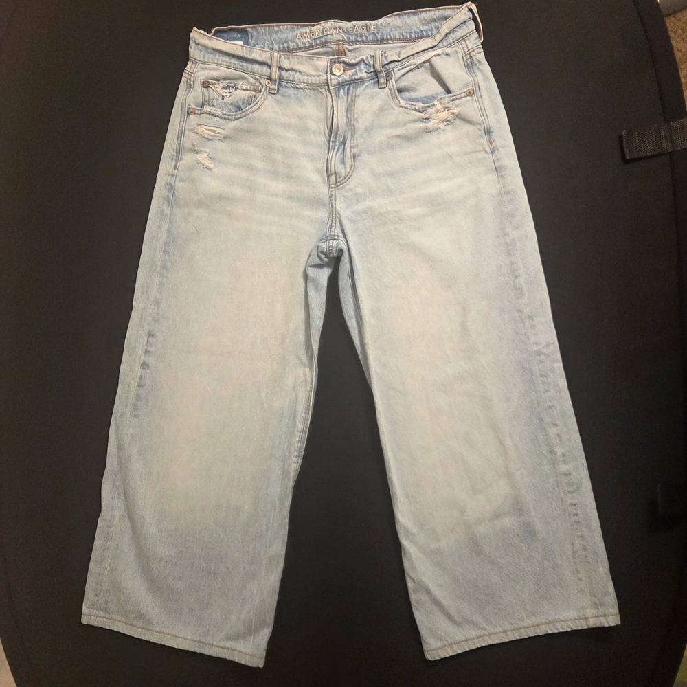 American Eagle Outfitters Light Wash Wide Leg Jeans